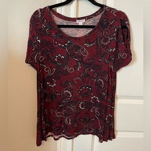Maroon Paisley Westport Peekaboo Sleeve Top